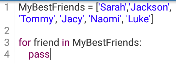 Using pass in for loop