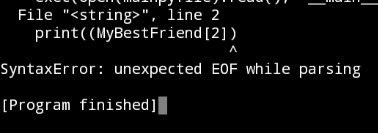 Terminal error for extra parentheses