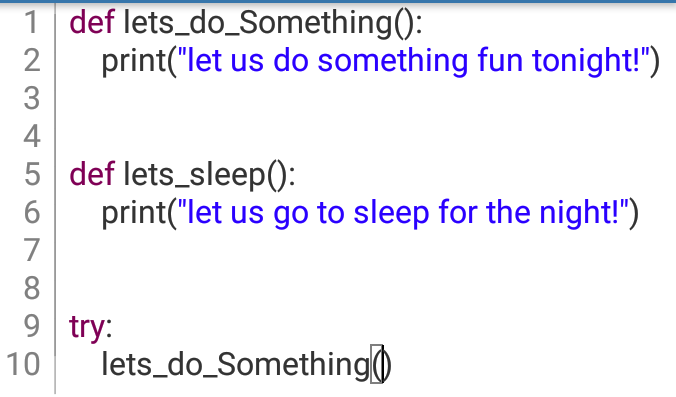 Try block without except