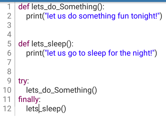 Try finally solution